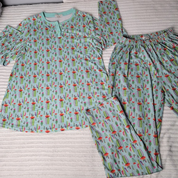 🌵 Earthbound Trading Co Cactus Print Pajama Set –Size Small Soft Cozy Sleepwear - Picture 1 of 10